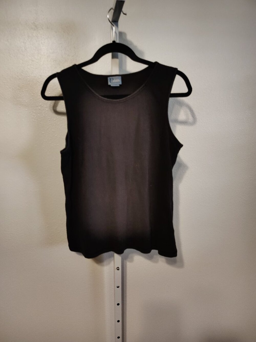 Classic Elements Women's Tank Top Ribbed Black LP Large Petite Cotton Crew Neck